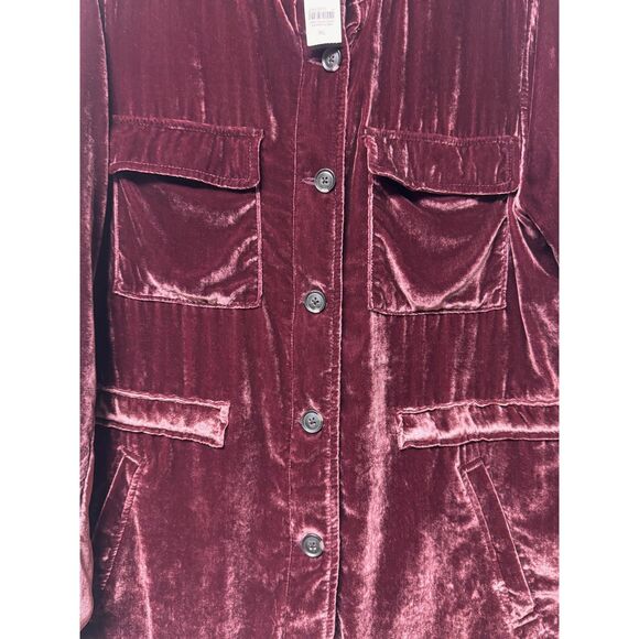 LOFT Velvet Utility Jacket in Rich Burgundy - Picture 3 of 12